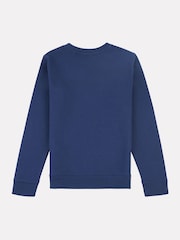 New Balance Blue Navy Kids French Terry Stacked Logo Crew 100% Cotton Sweatshirt - Image 2 of 3