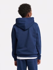 New Balance Blue Navy Small Kids French Terry 100% Cotton Logo Hoodie - Image 3 of 5