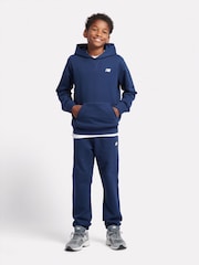 New Balance Blue Navy Small Kids French Terry 100% Cotton Logo Hoodie - Image 4 of 5