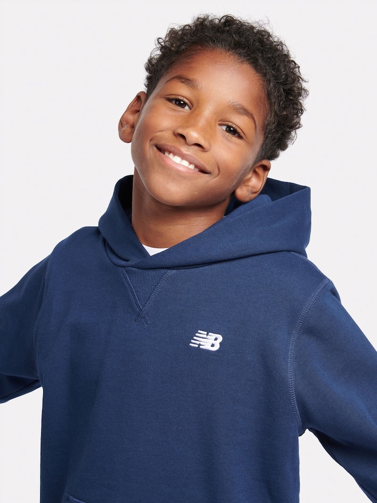 New Balance Blue Navy Small Kids French Terry 100% Cotton Logo Hoodie - Image 5 of 5 New Balance Blue Navy Small Kids French Terry 100% Cotton Logo Hoodie - Image 5 of 5