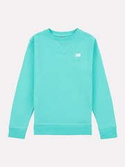 New Balance Green Kids French Terry Small Logo Crew 100% Cotton Sweater - Image 1 of 3