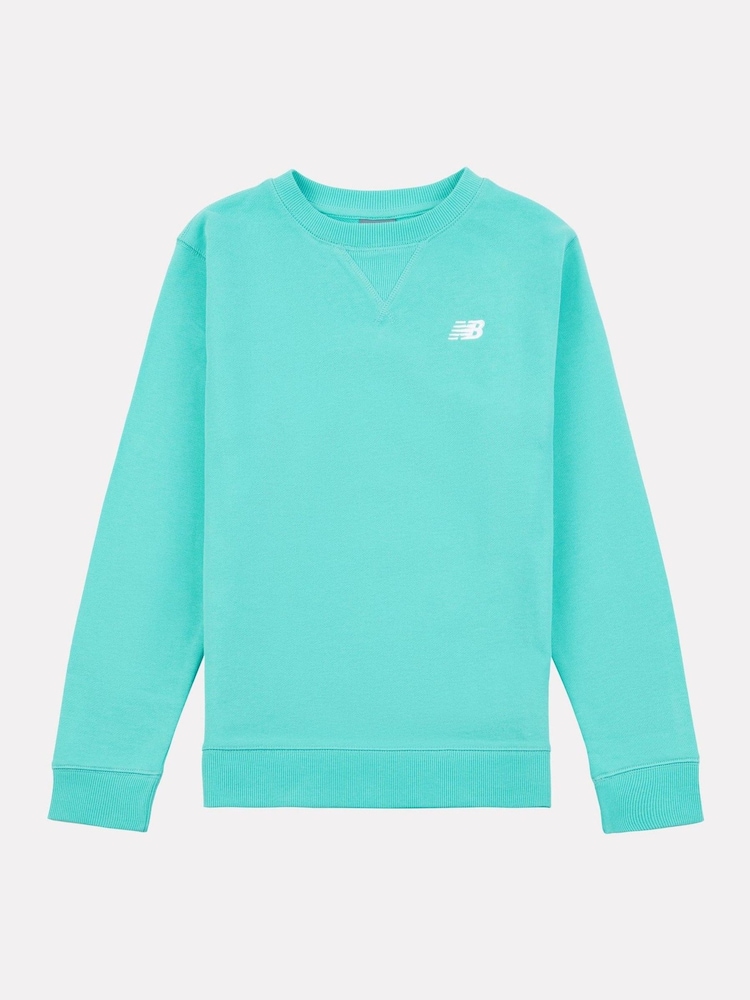 New Balance Green Kids French Terry Small Logo Crew 100% Cotton Sweater - Image 1 of 3