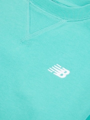 New Balance Green Kids French Terry Small Logo Crew 100% Cotton Sweater - Image 3 of 3