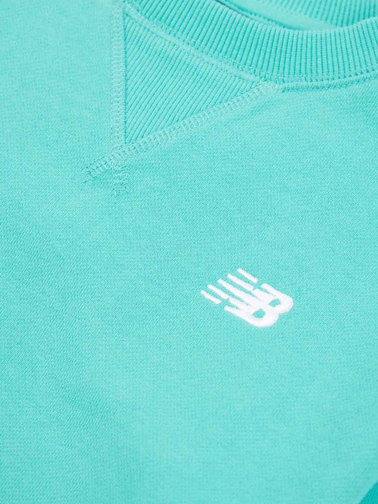 New Balance Green Kids French Terry Small Logo Crew 100% Cotton Sweater - Image 3 of 3