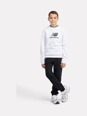 New Balance cotton White Kids French Terry Stacked Logo Crew 100% Cotton Sweatshirt - Image 5 of 6
