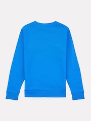 New Balance Blue Kids French Terry Stacked Logo Crew 100% Cotton Sweatshirt - Image 2 of 3