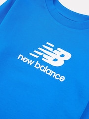 New Balance Blue Kids French Terry Stacked Logo Crew 100% Cotton Sweatshirt - Image 3 of 3
