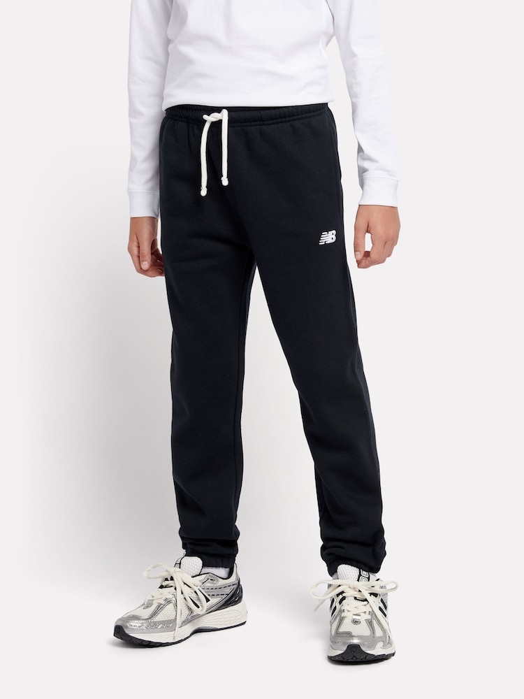 New Balance Black Small Boys Brush Back Logo Joggers - Image 1 of 5