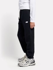 New Balance Black Small Boys Brush Back Logo Joggers - Image 3 of 5