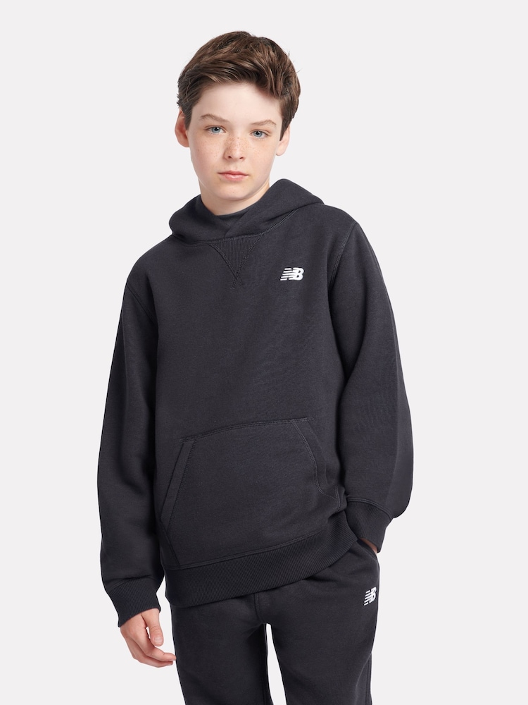 New Balance Black Small Boys Brush Back Logo Hoodie - Image 1 of 8