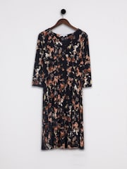 Lakeland Clothing Cici Floral Print Midi Black Dress - Image 3 of 5