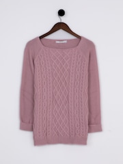 Lakeland Clothing Pink Callie Cable Knit Jumper - Image 1 of 4