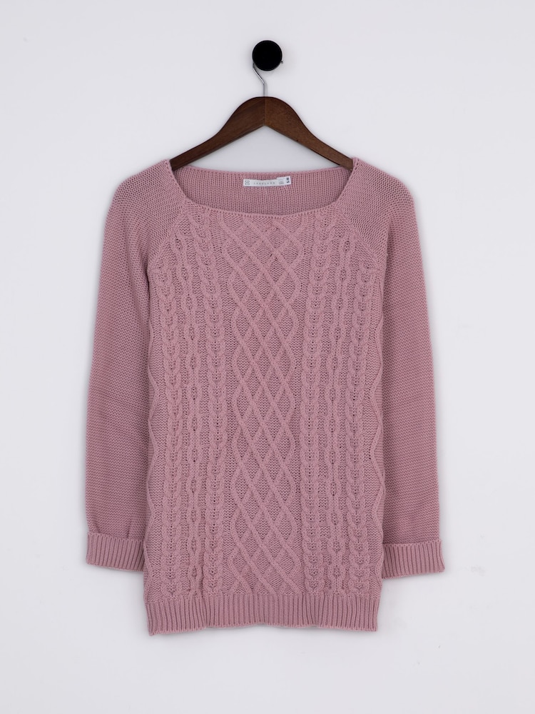 Lakeland Clothing Pink Callie Cable Knit Jumper - Image 1 of 4