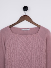 Lakeland Clothing Pink Callie Cable Knit Jumper - Image 2 of 4