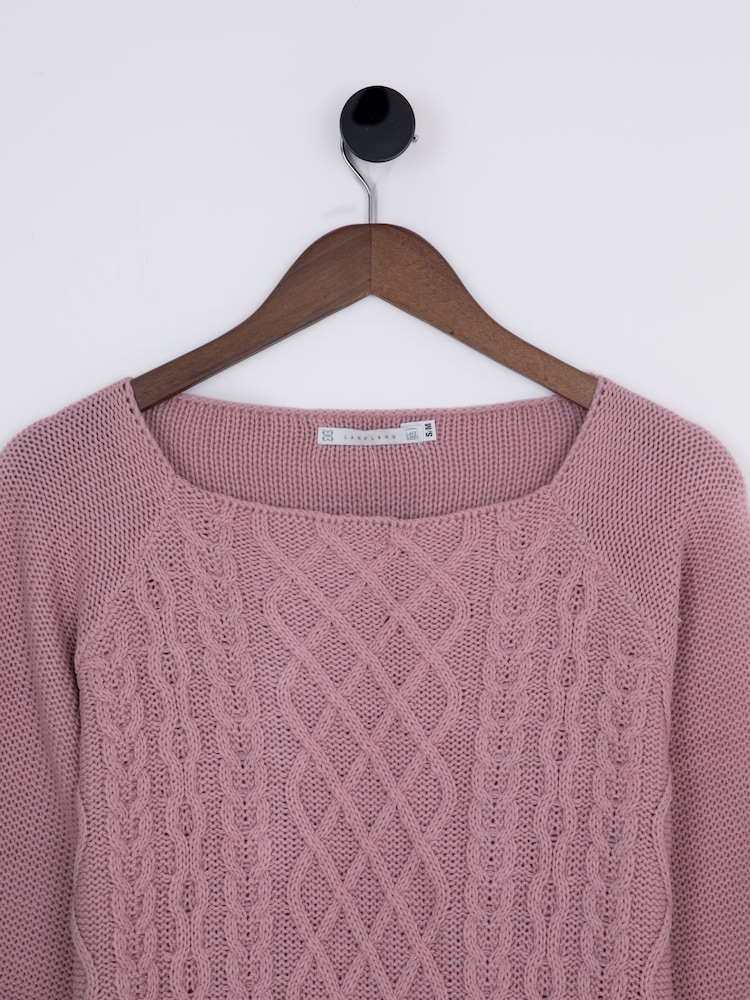 Lakeland Clothing Pink Callie Cable Knit Jumper - Image 2 of 4