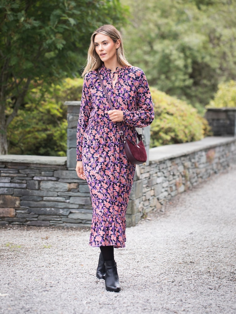 Lakeland Clothing Purple Penelope Woven Midi Dress - Image 1 of 6