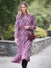 Lakeland Clothing Purple Penelope Woven Midi Dress - Image 2 of 6