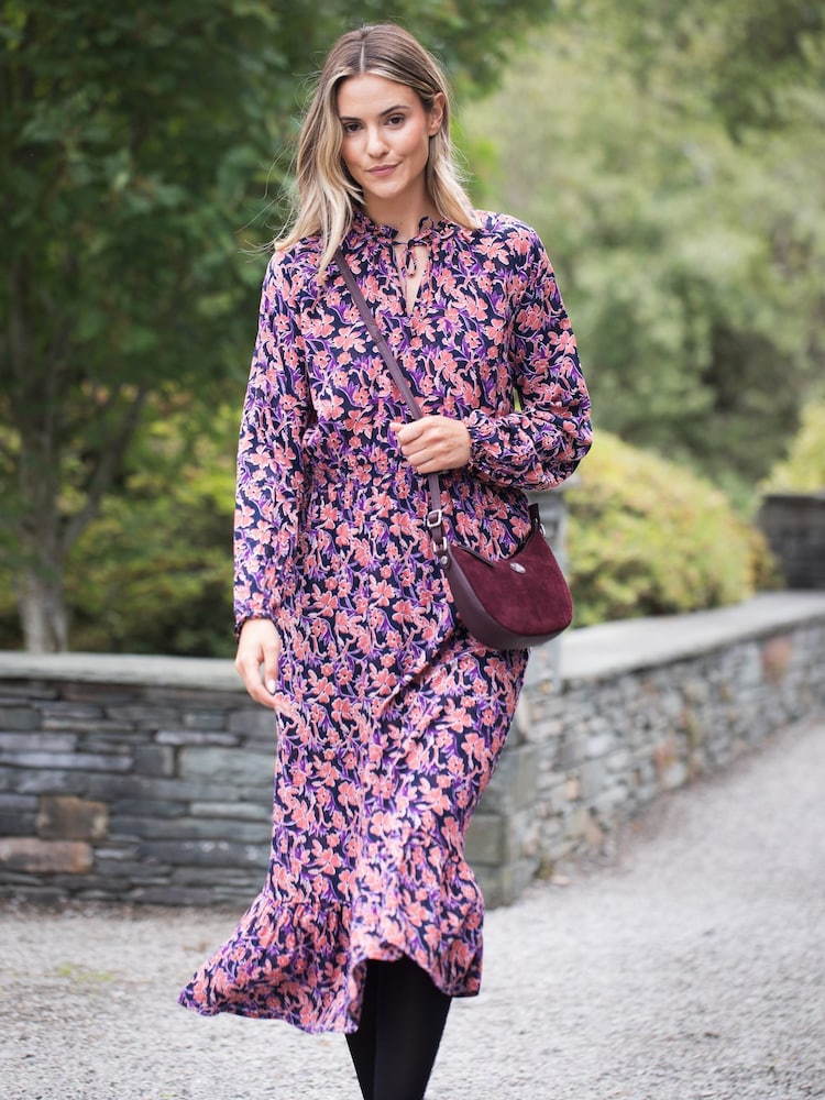 Lakeland Clothing Purple Penelope Woven Midi Dress - Image 2 of 6