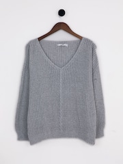Lakeland Clothing Grey Annie V-Neck Jumper - Image 1 of 3