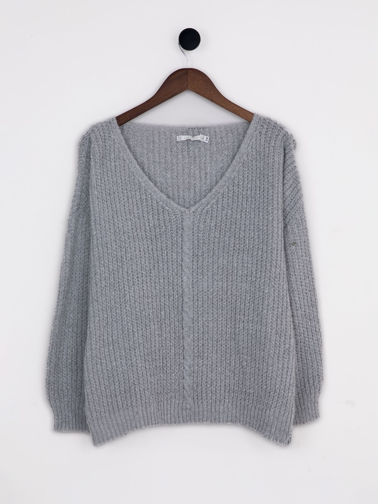 Lakeland Clothing Grey Annie V-Neck Jumper - Image 1 of 3