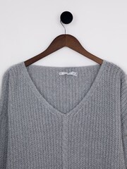 Lakeland Clothing Grey Annie V-Neck Jumper - Image 2 of 3
