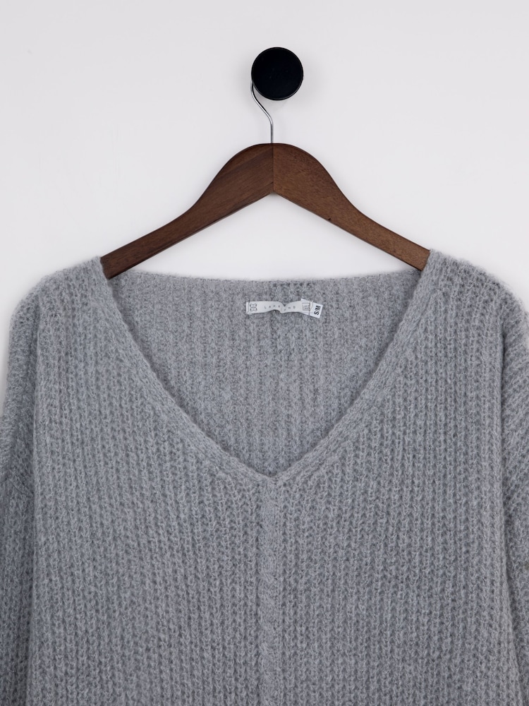 Lakeland Clothing Grey Annie V-Neck Jumper - Image 2 of 3