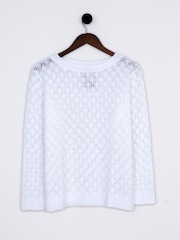 Lakeland Clothing Maria Pointelle Detail White Jumper - Image 1 of 4