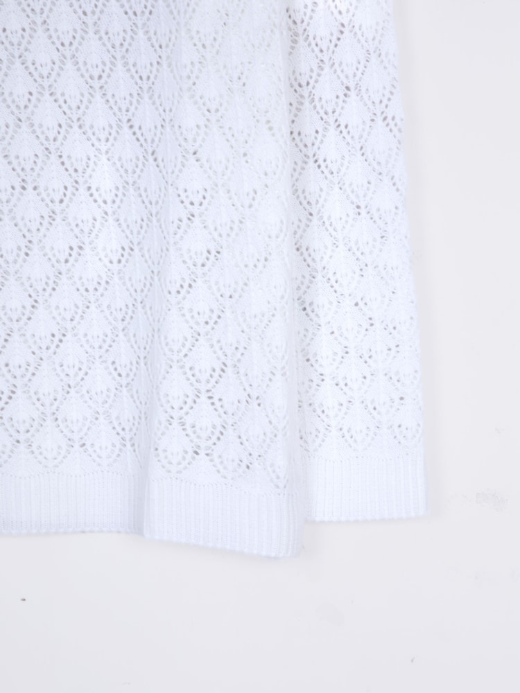 Lakeland Clothing Maria Pointelle Detail White Jumper - Image 4 of 4