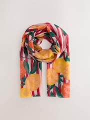 Stripes With Fruit Motif Lightweight Scarf - Image 4 of 6