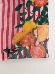 Stripes With Fruit Motif Lightweight Scarf - Image 5 of 6