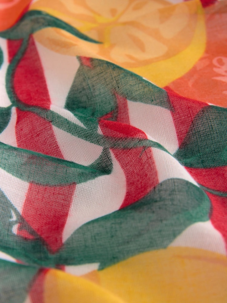 Stripes With Fruit Motif Lightweight Scarf - Image 6 of 6