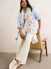 White Fish Motif Lightweight Scarf - Image 2 of 7