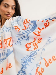 White Fish Motif Lightweight Scarf - Image 3 of 7