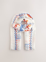 White Fish Motif Lightweight Scarf - Image 4 of 7
