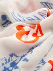 White Fish Motif Lightweight Scarf - Image 5 of 7
