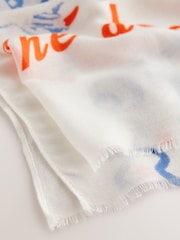 White Fish Motif Lightweight Scarf - Image 6 of 7