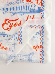 White Fish Motif Lightweight Scarf - Image 7 of 7