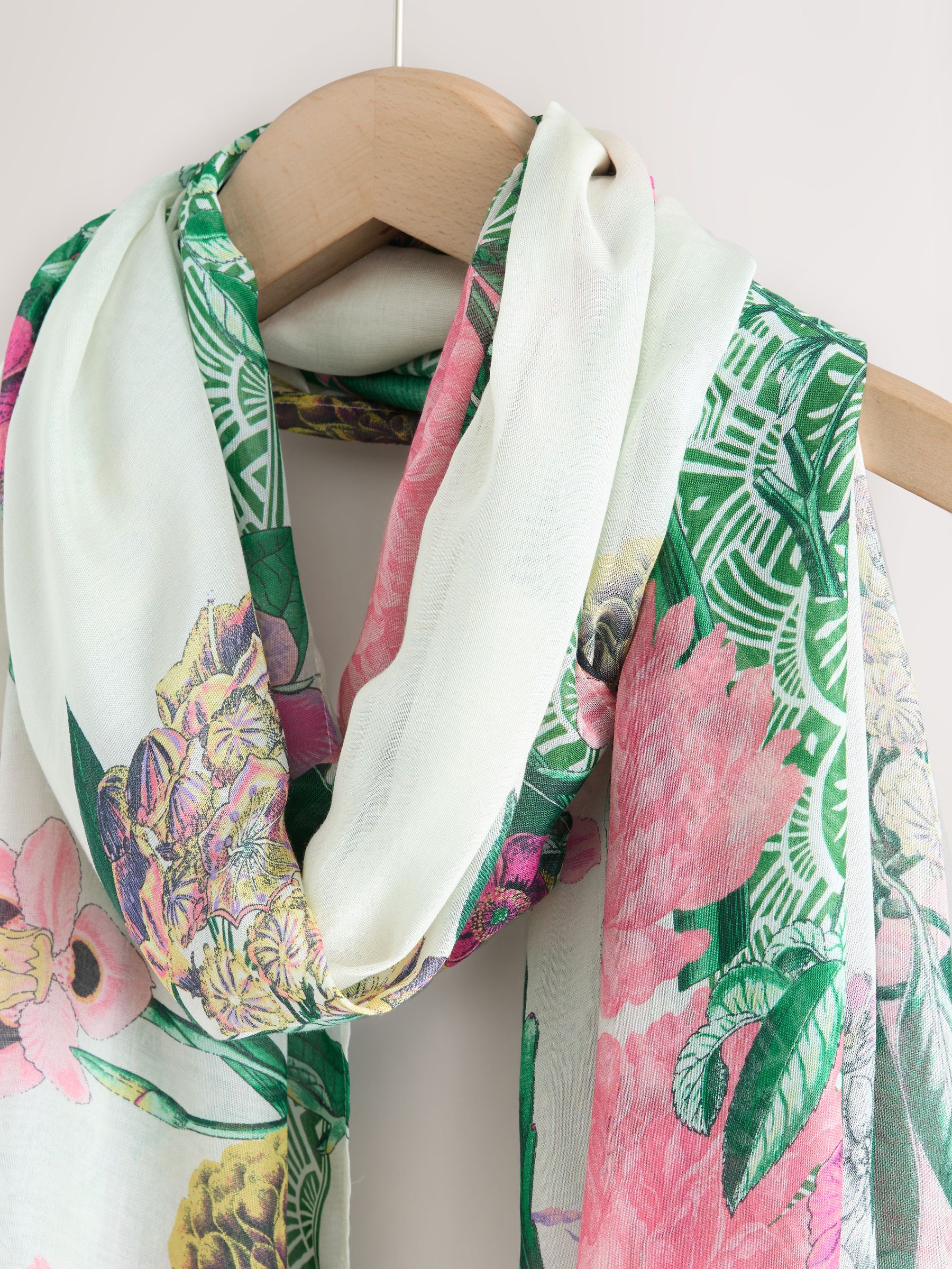 Buy Ecru Floral Kew Collection Lightweight Scarf from the Next UK