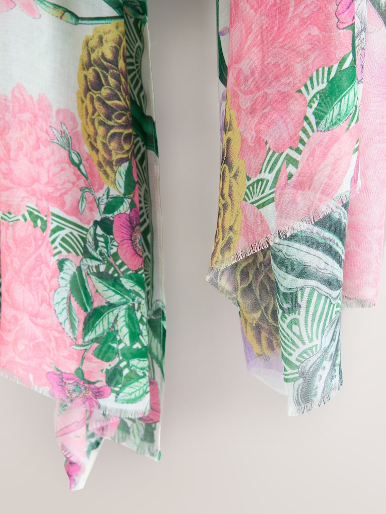 Ecru mit floralem Print - Kew Collection, leichter Schal - Bild 6 von 6
