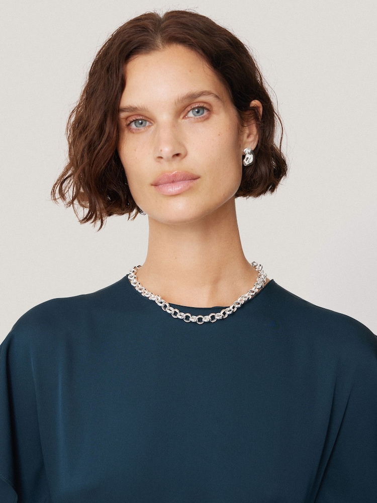 Jigsaw Silver Belcher Chain Necklace - Image 1 of 4