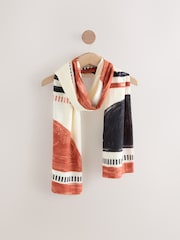Rust Geometric Print Lightweight 100% Cotton Scarf - Image 6 of 8