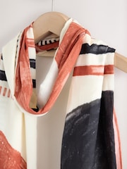 Rust Geometric Print Lightweight 100% Cotton Scarf - Image 7 of 8