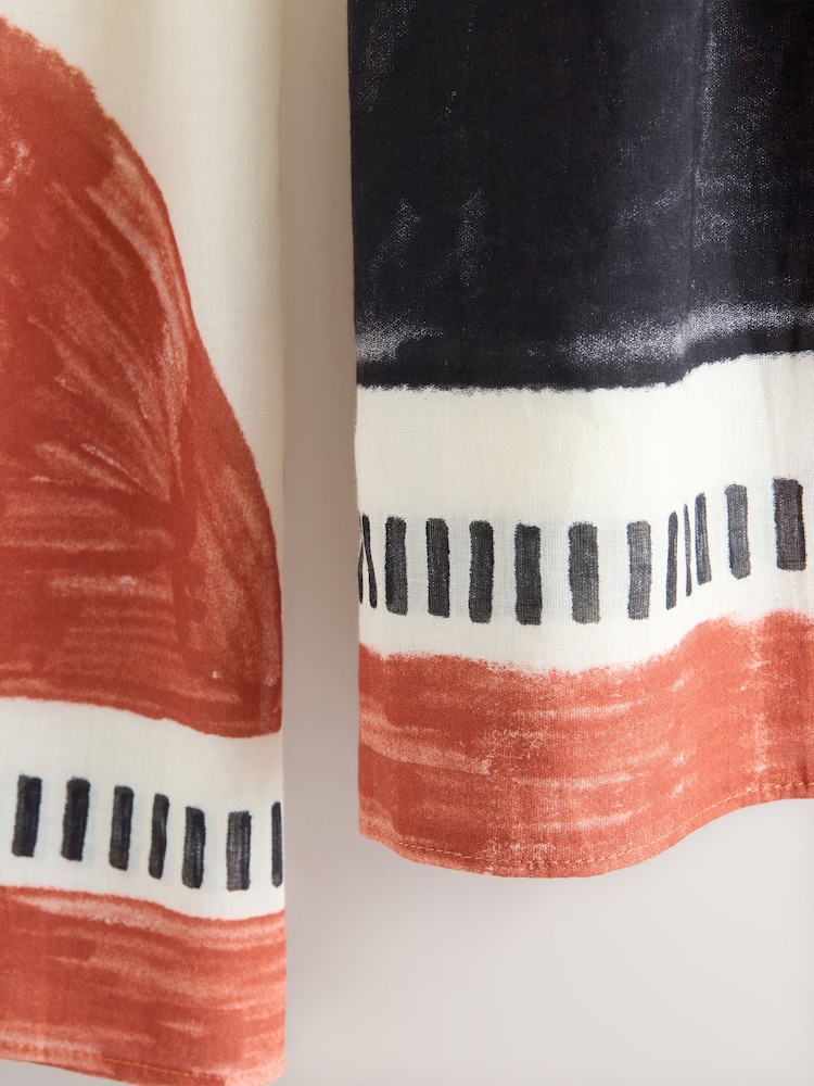 Rust Geometric Print Lightweight 100% Cotton Scarf - Image 8 of 8