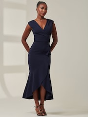 Jolie Moi Blue Tara Sleeveless Draped Maxi Dress - Image 1 of 6