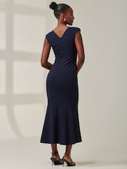 Jolie Moi Blue Tara Sleeveless Draped Maxi Dress - Image 2 of 6