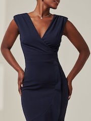 Jolie Moi Blue Tara Sleeveless Draped Maxi Dress - Image 3 of 6
