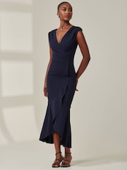 Jolie Moi Blue Tara Sleeveless Draped Maxi Dress - Image 4 of 6