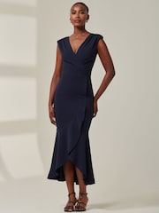 Jolie Moi Blue Tara Sleeveless Draped Maxi Dress - Image 6 of 6