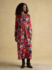 Joules Bethany Red Midi Dress - Image 1 of 9