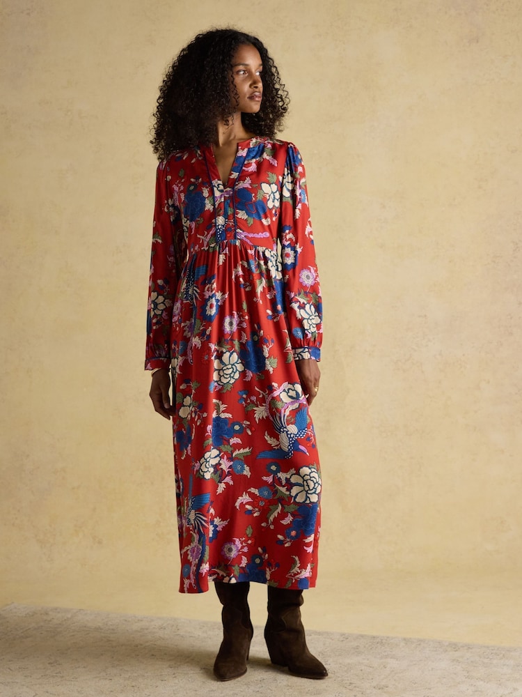 Joules Bethany Red Midi Dress - Image 1 of 9